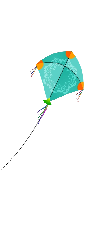 Purple and blue kite with string